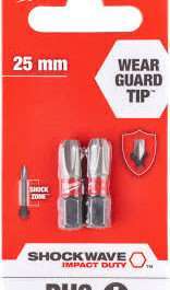 Milwaukee PH3 x 25 mm – setudarnih bitova PH ojačani, 2 kom, 4932430857
